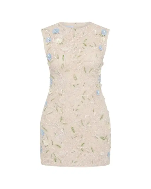 Rachel Gilbert Mistral Floral Applique Cotton Mesh Mini Dress