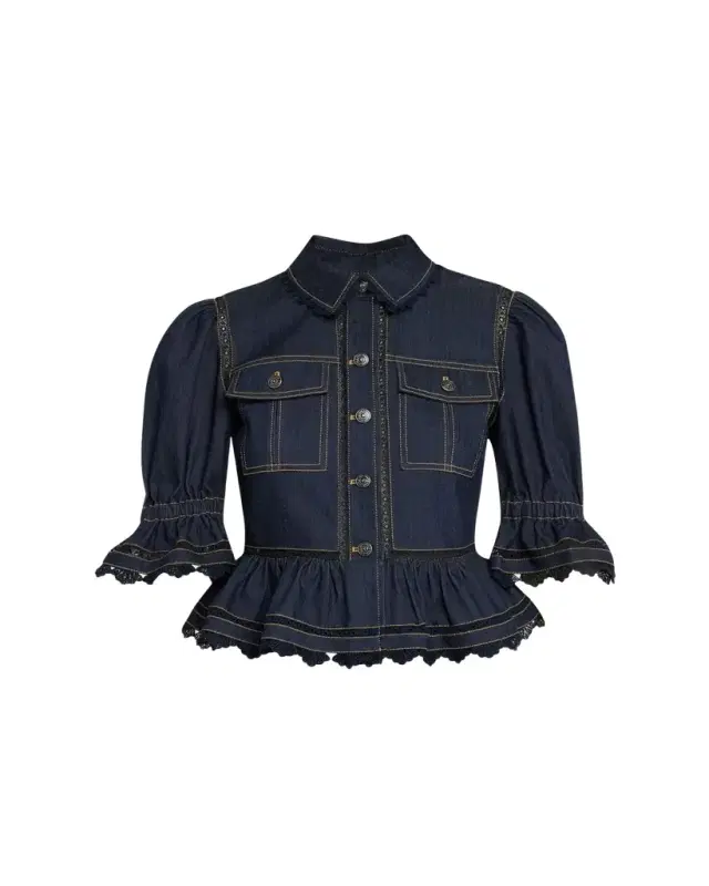 Guipure Lace Denim Jacket