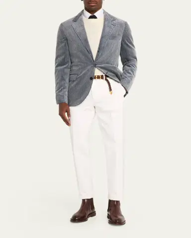 Brunello Cucinelli Men's Cotton and Cashmere Corduroy Single-Breasted Sport Coat | Thumbnail 2