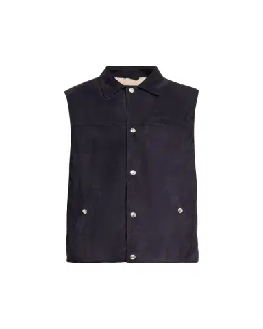 Brunello Cucinelli Men's Suede Snap-Front Vest | Thumbnail 1
