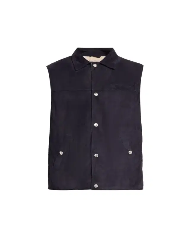 Brunello Cucinelli Men's Suede Snap-Front Vest