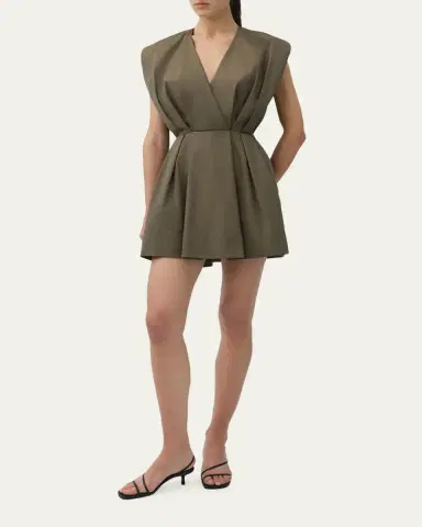Simkhai Sefi V-Neck Cotton Mini Dress | Thumbnail 2 Simkhai Sefi V-Neck Cotton Mini Dress | Thumbnail 2