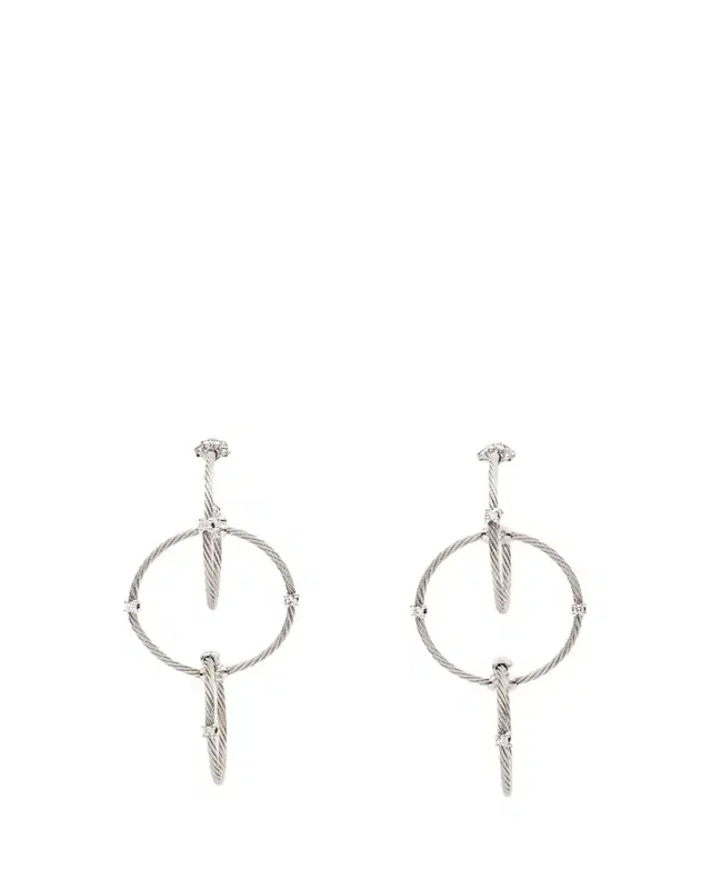 Paul Morelli 18K White Gold Diamond Triple Unity Rain Chain Earrings
