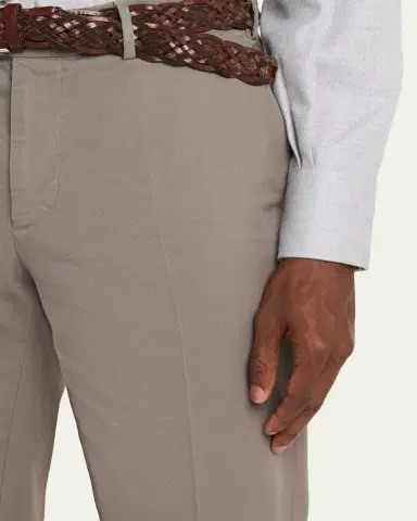Brunello Cucinelli Men's Cotton Straight Leg Flat-Front Pants | Thumbnail 5