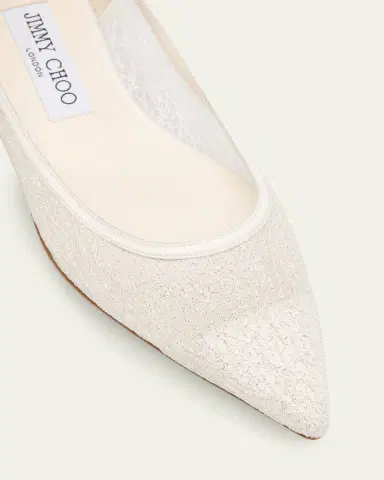 Jimmy Choo Love Floral Lace Pointed-Toe Flats | Thumbnail 3