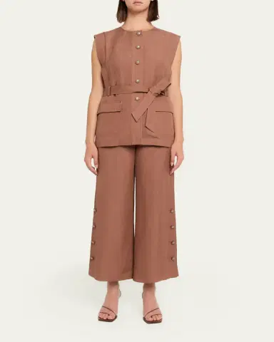 Kobi Halperin Beckett Belted Linen Vest | Thumbnail 2