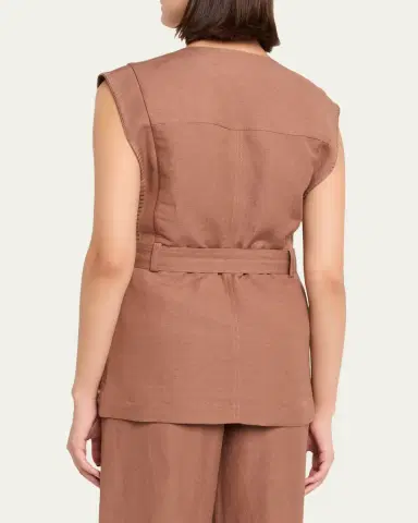 Kobi Halperin Beckett Belted Linen Vest | Thumbnail 3