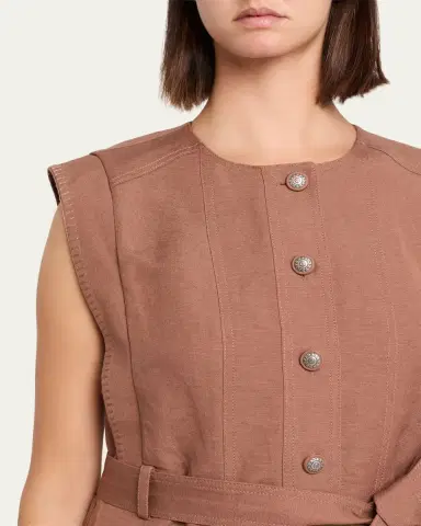 Kobi Halperin Beckett Belted Linen Vest | Thumbnail 5