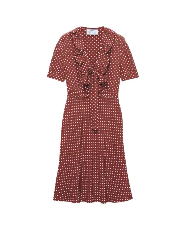Prada Polka Dot Silk Midi Dress