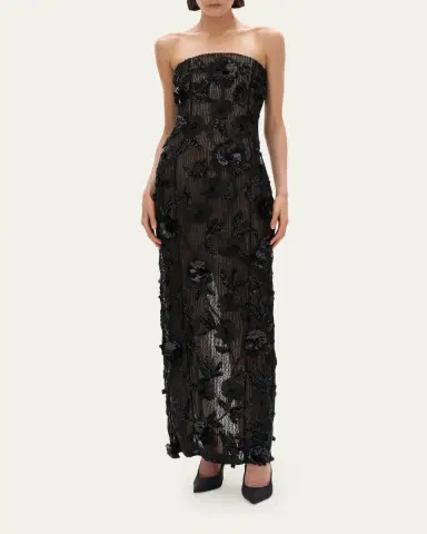 RACHEL GILBERT Pierre Strapless Embroidered Tulle Column Gown | Thumbnail 2 RACHEL GILBERT Pierre Strapless Embroidered Tulle Column Gown | Thumbnail 2
