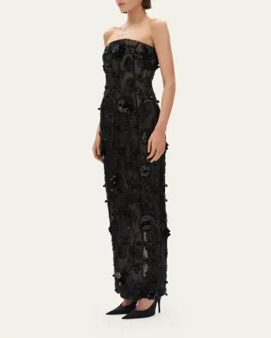 RACHEL GILBERT Pierre Strapless Embroidered Tulle Column Gown | Thumbnail 4 RACHEL GILBERT Pierre Strapless Embroidered Tulle Column Gown | Thumbnail 4