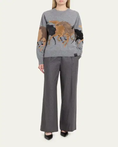 Stella McCartney Racing Horses Crewneck Sweater | Thumbnail 2 Stella McCartney Racing Horses Crewneck Sweater | Thumbnail 2