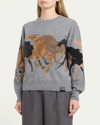 Stella McCartney Racing Horses Crewneck Sweater | Thumbnail 4 Stella McCartney Racing Horses Crewneck Sweater | Thumbnail 4