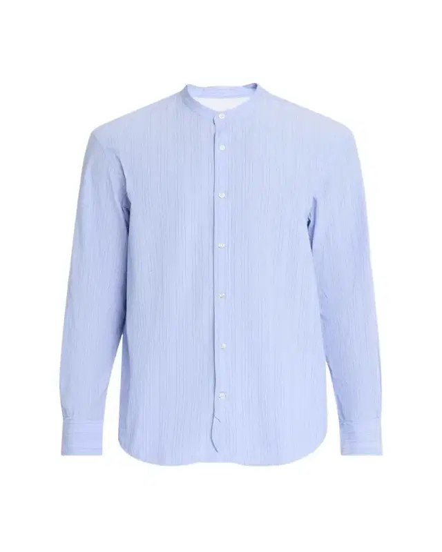 Officine Generale Men's Organic Cotton Stripe Band Collar Sport Shirt