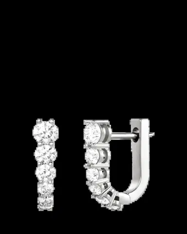 Melissa Kaye 18K White Gold Aria U Huggie Hoop Earrings with Diamonds | Thumbnail 2 Melissa Kaye 18K White Gold Aria U Huggie Hoop Earrings with Diamonds | Thumbnail 2