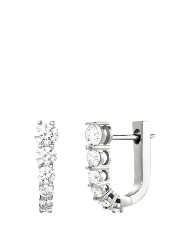 Melissa Kaye 18K White Gold Aria U Huggie Hoop Earrings with Diamonds | Thumbnail 1 Melissa Kaye 18K White Gold Aria U Huggie Hoop Earrings with Diamonds | Thumbnail 1