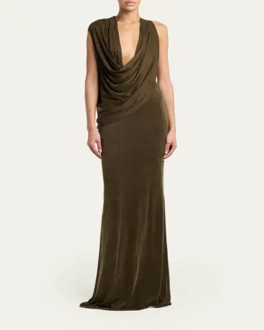 Tom Ford Plunging Cowl-Neck Sleeveless Maxi Dress | Thumbnail 2 Tom Ford Plunging Cowl-Neck Sleeveless Maxi Dress | Thumbnail 2
