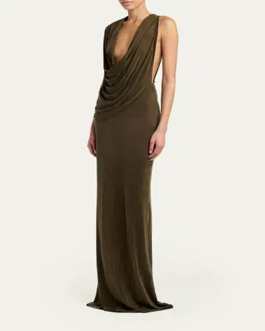 Tom Ford Plunging Cowl-Neck Sleeveless Maxi Dress | Thumbnail 4 Tom Ford Plunging Cowl-Neck Sleeveless Maxi Dress | Thumbnail 4