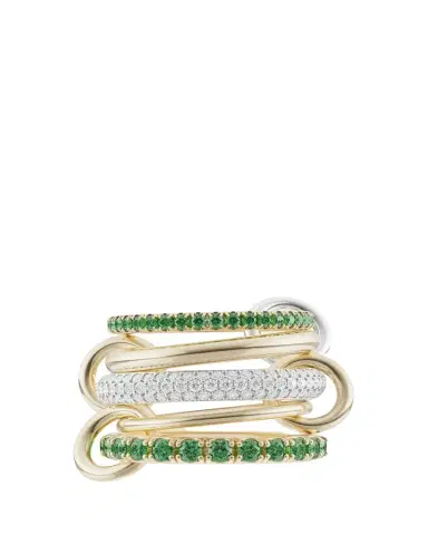 Spinelli Kilcollin Chloe Vert Five Linked Ring with Diamonds and Emeralds | Thumbnail 1 Spinelli Kilcollin Chloe Vert Five Linked Ring with Diamonds and Emeralds | Thumbnail 1