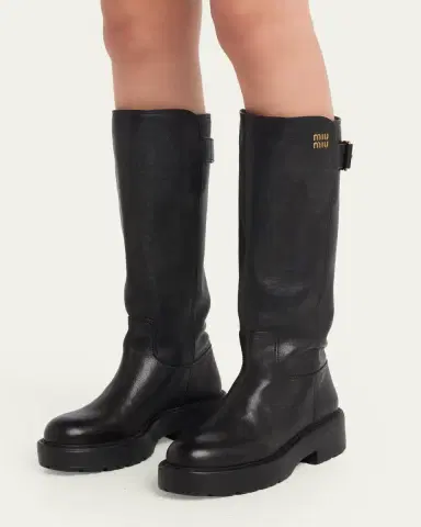 Miu Miu 55mm Leather Knee-High Lug-Sole Boots | Thumbnail 2