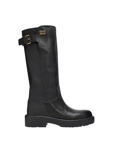 Miu Miu 55mm Leather Knee-High Lug-Sole Boots | Thumbnail 1