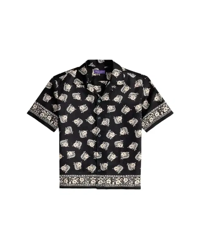 Men's Paisley-Print Linen Camp Shirt