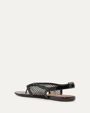 Alaïa Fishnet Patent Leather Flat Thong Sandals | Thumbnail 2