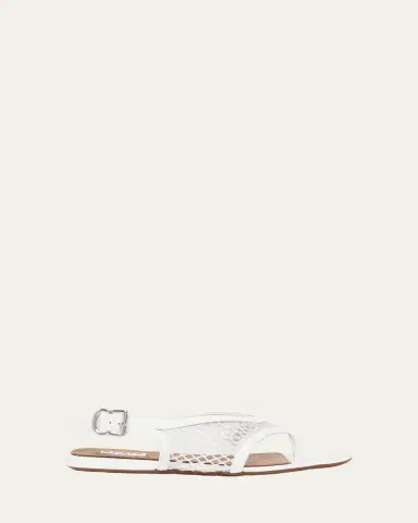 Alaïa Fishnet Patent Leather Flat Thong Sandals | Thumbnail 4