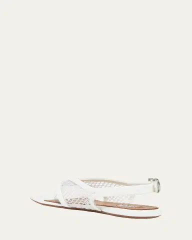 Alaïa Fishnet Patent Leather Flat Thong Sandals | Thumbnail 5