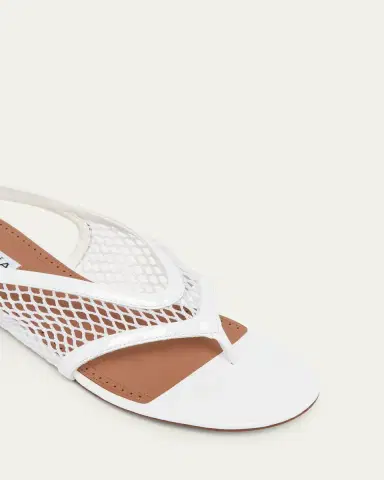 Alaïa Fishnet Patent Leather Flat Thong Sandals | Thumbnail 6