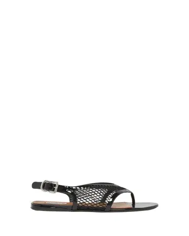 Alaïa Fishnet Patent Leather Flat Thong Sandals | Thumbnail 1