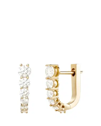 Melissa Kaye 18K Yellow Gold Aria U Huggie Hoop Earrings with Diamonds | Thumbnail 1 Melissa Kaye 18K Yellow Gold Aria U Huggie Hoop Earrings with Diamonds | Thumbnail 1