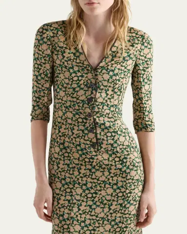 Prada Sable Floral Midi Dress | Thumbnail 4 Prada Sable Floral Midi Dress | Thumbnail 4