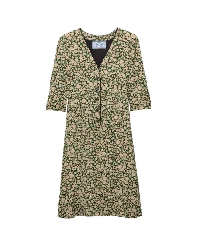 Prada Sable Floral Midi Dress