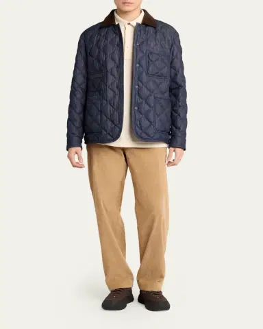 Moncler Grenoble Men's Cotton & Leather Quilted Jacket | Thumbnail 2