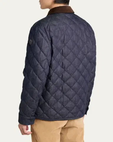 Moncler Grenoble Men's Cotton & Leather Quilted Jacket | Thumbnail 3