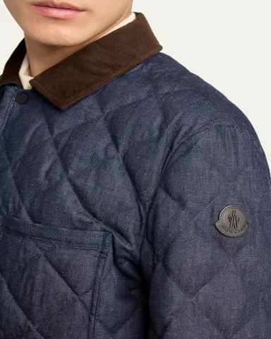 Moncler Grenoble Men's Cotton & Leather Quilted Jacket | Thumbnail 5