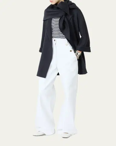 Max Mara High-Rise Cotton Twill Wide-Leg Sailor Pants | Thumbnail 2