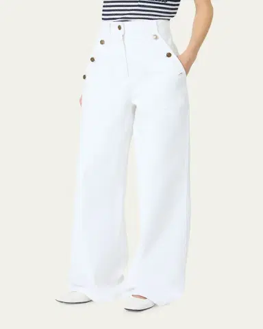 Max Mara High-Rise Cotton Twill Wide-Leg Sailor Pants | Thumbnail 4