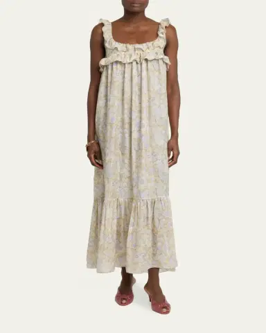 Chloé Painted Flowers Silk Maxi Dress | Thumbnail 2 Chloé Painted Flowers Silk Maxi Dress | Thumbnail 2