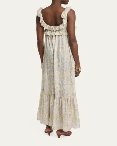 Chloé Painted Flowers Silk Maxi Dress | Thumbnail 3 Chloé Painted Flowers Silk Maxi Dress | Thumbnail 3