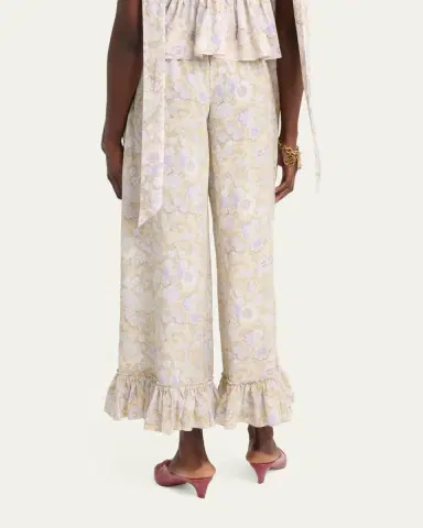 Chloé Painted Flowers Silk Trousers | Thumbnail 3 Chloé Painted Flowers Silk Trousers | Thumbnail 3