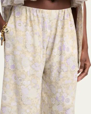 Chloé Painted Flowers Silk Trousers | Thumbnail 5 Chloé Painted Flowers Silk Trousers | Thumbnail 5