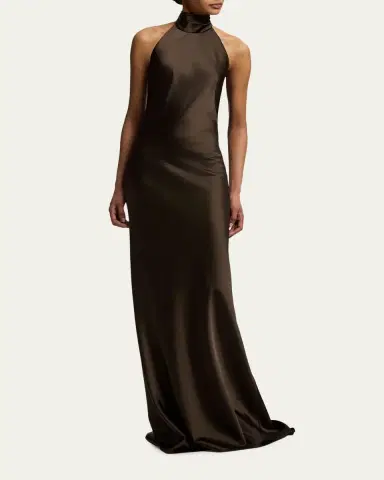 Ralph Lauren Collection Chilton Stretch Satin Halter Evening Dress | Thumbnail 4 Ralph Lauren Collection Chilton Stretch Satin Halter Evening Dress | Thumbnail 4