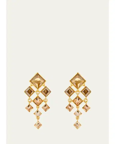 Oscar de la Renta Square-Cut Rhinestone Chandelier Clip-On Earrings | Thumbnail 1