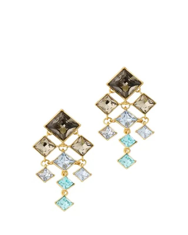 Oscar de la Renta Square-Cut Rhinestone Chandelier Clip-On Earrings