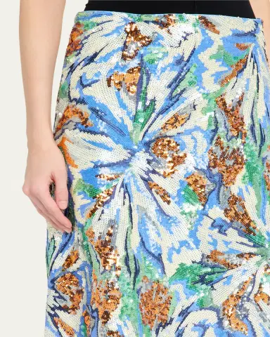Rabanne Sequined Abstract Floral Midi Skirt | Thumbnail 5 Rabanne Sequined Abstract Floral Midi Skirt | Thumbnail 5
