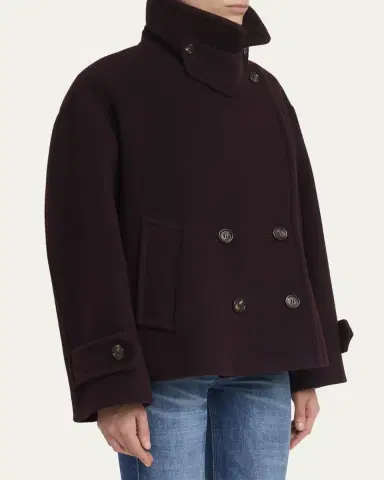 Chloé Wool Double-Breasted Oversized Pea Coat | Thumbnail 4 Chloé Wool Double-Breasted Oversized Pea Coat | Thumbnail 4