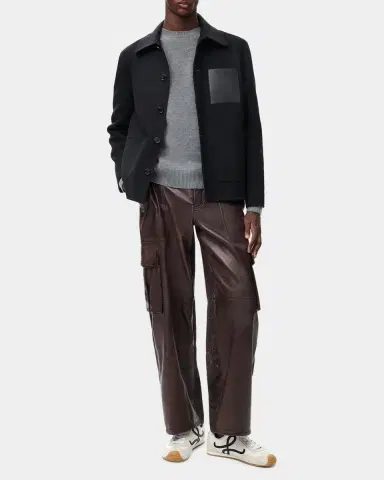 Loewe Men's Wool Mini-Anagram Crewneck Sweater | Thumbnail 2 Loewe Men's Wool Mini-Anagram Crewneck Sweater | Thumbnail 2