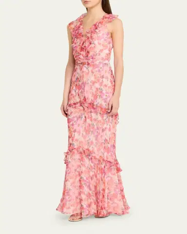 Saloni Rita Tiered Ruffle Cocktail Dress | Thumbnail 4 Saloni Rita Tiered Ruffle Cocktail Dress | Thumbnail 4